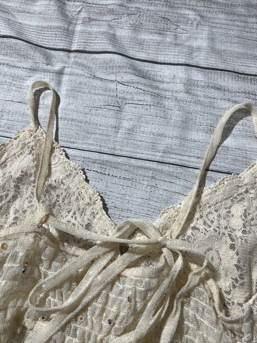 Rare Vintage Free People Say Hello to Heaven Lace Dots Crochet Slip Dress XS - Picture 3 of 13